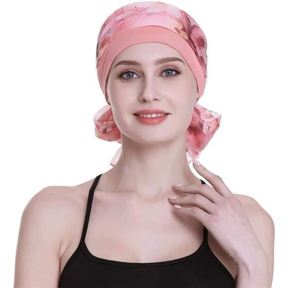 Elegant Chemo Cap with Silky Scarfs for Cancer Women Hair Loss Sleep Beanie - Picture 3 of 7